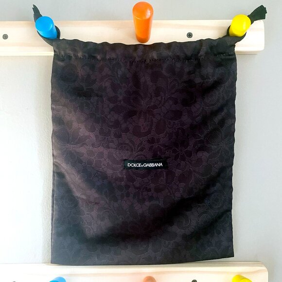 Dolce & Gabbana Black Lace Print Drawstring Dust Bag - Picture 2 of 6